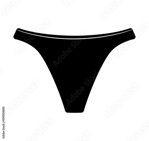 Black silhouette of women thong panties. Vector illustration of female lingerie isolated on white background.