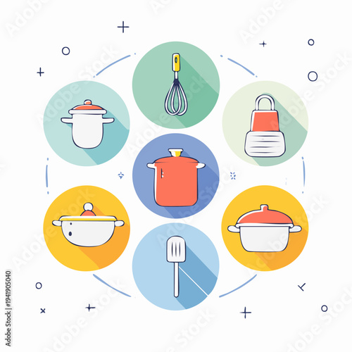 Collection of Kitchen Utensils and Cookware Icons.