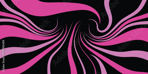Bright pink abstract swirling lines on black background, energetic psychedelic pattern