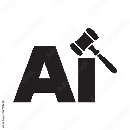 Artificial intelligence concept with a gavel and letter ai graphic