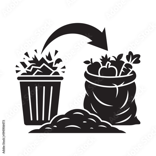 Composting process illustrated organic waste transforming into nutrient rich soil