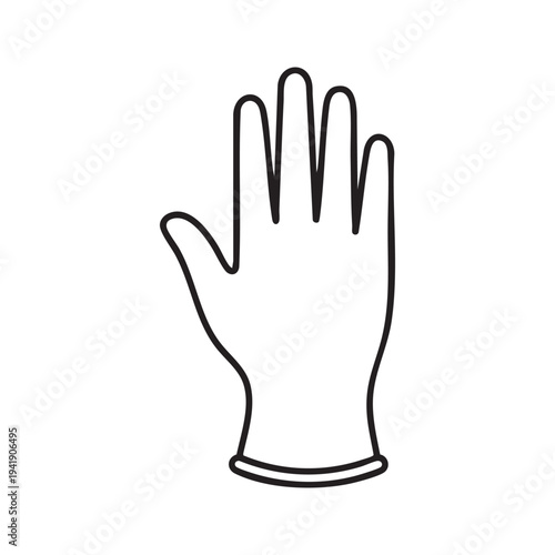 Medical Glove Outline Symbol Healthcare Safety Protection Hand Icon Cleanliness Hygiene Medicine Doctor Nurse Clinic Hospital Emergency Care First Aid Aid Prevention Protection Equipment Safety Gear