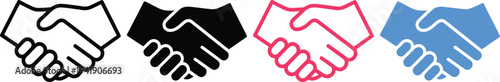 Four differently colored handshake icons representing unity and agreement
