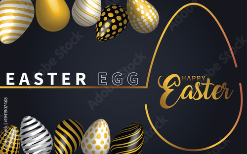 Happy Easter Celebration with Golden Eggs