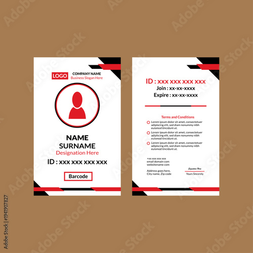 Modern ID Badge Design. Trendy Template Display for Promotion.