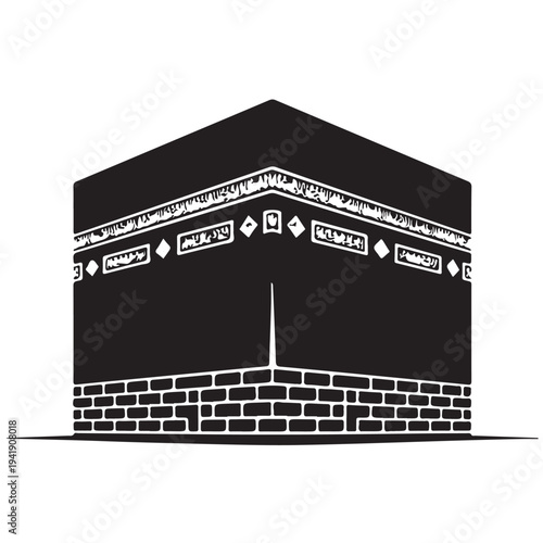 Holy Kaaba silhouette Masjid al Haram Islamic symbol illustration