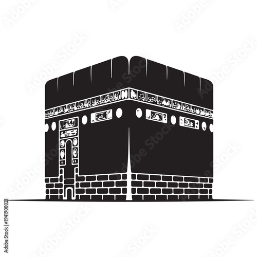 Kaaba in Mecca silhouette sacred Islamic landmark icon