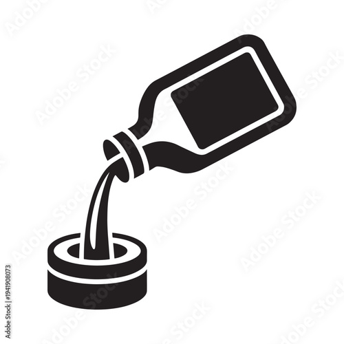 Simple black glyph depicting a bottle pouring liquid into a container