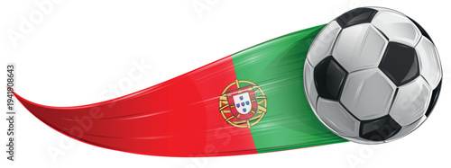 Portugal flag colored soccer ball, realistic vector style