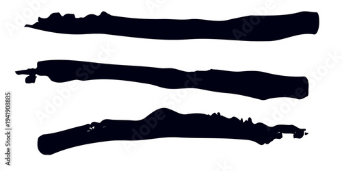 Brush strokes. Vector paintbrush set. Grunge design elements. Ink splatters. Grungy painted objects.