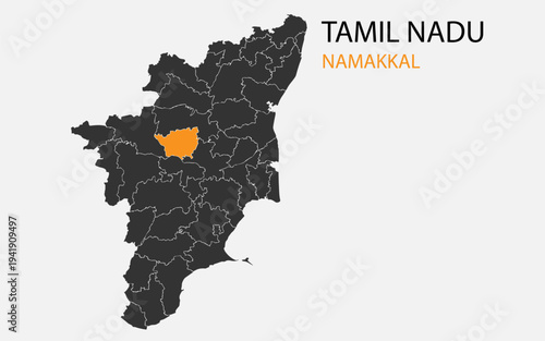 Tamil Nadu png map with districts, Indian state Tamil Nadu district map, Tamil Nadu Namakkal