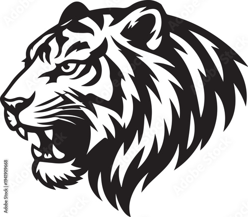 TIGER HEAD SVG | Side View Tiger Silhouette | Jungle Animal Clipart | Tiger Cut File for Cricut and Silhouette