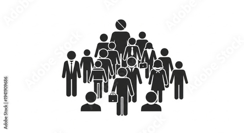 Diverse group of people standing together, representing community and teamwork.