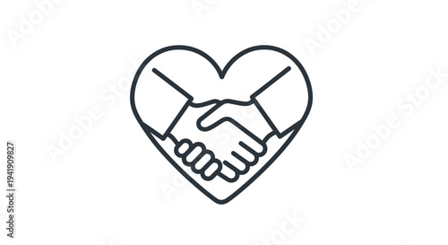 Heart shaped hands shaking silhouette