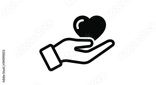 Silhouette of a hand holding a heart