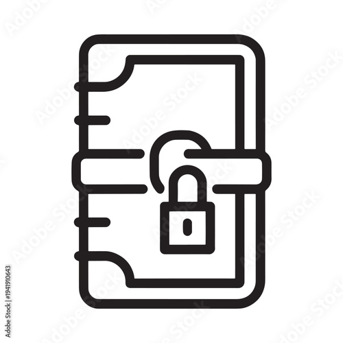 A closed locked diary or journal with a padlock illustration
