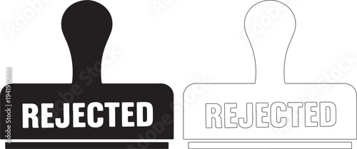 Rejected rubber stamp icons in black and white
