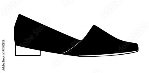 Silhouette illustration of women mule shoes with low heel and closed toe. Elegant fashion footwear vector illustration isolated on white background.
