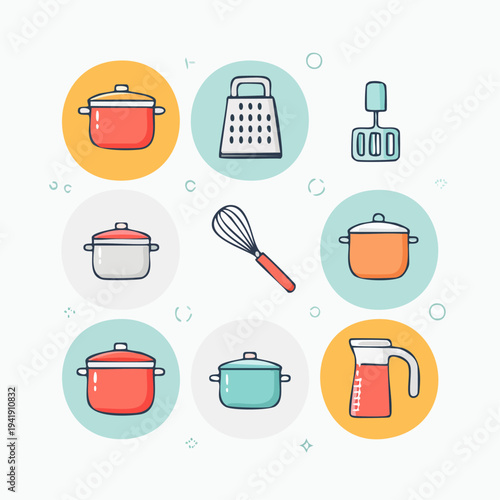 Kitchen Utensils and Pans for Cooking.