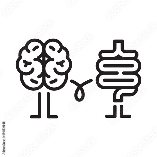 Illustration depicting the gut brain connection with simplified organ outlines