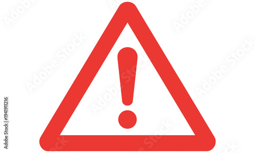 Red triangle warning sign with exclamation mark symbolizing caution and alertness in a simple vector graphic design