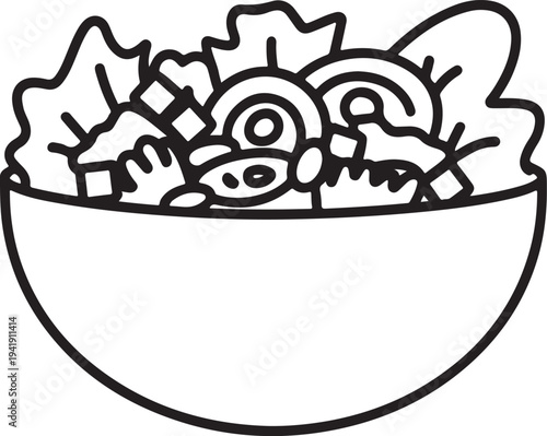 Garden salad with lettuce, tomatoes & bread crumbs flat icon for apps and websites