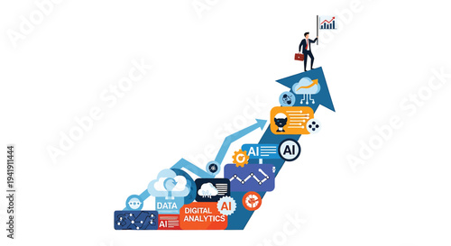 Set of business growth and success icons vector