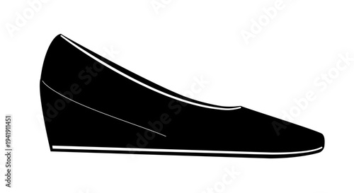 Silhouette illustration of women wedge heel pumps with closed toe. Elegant fashion footwear vector illustration isolated on white background.