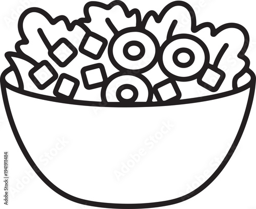 Garden salad with lettuce, tomatoes & bread crumbs flat icon for apps and websites