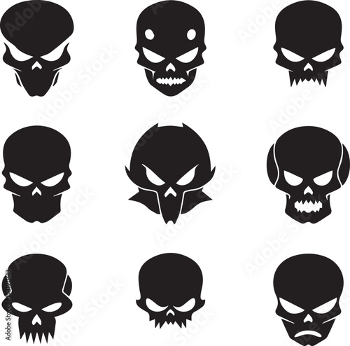 Halloween Head face logos vector isolated on white background 