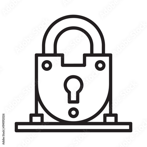 Simple black and white line drawing of a padlock symbolizing security