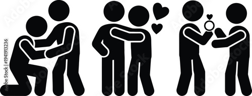 Illustration of four couples in various stages of a relationship