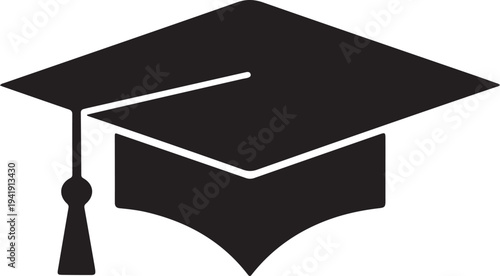 Grad cap silhouette icon. Clipart image isolated on white background