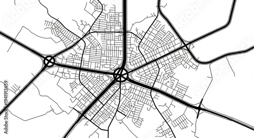 Detailed City Road Network Layout Illustration.