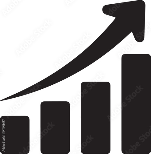 Growth chart, graph curve flat icon for apps and websites