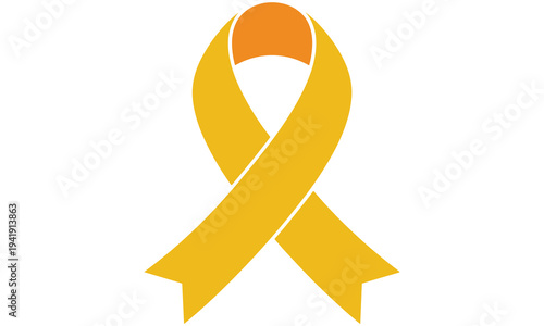 Childhood cancer awareness yellow ribbon illustration symbolizing hope and support for young patients and families affected by pediatric cancer.
