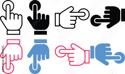 Diverse hand gestures illustrated in various colors and styles