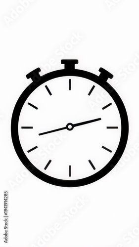 Stopwatch icon transitioning time with moving clock hands in a minimalist style