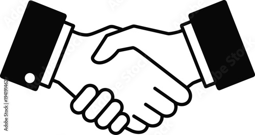 Vector illustration of handshake silhouettes with suit sleeves symbolizing agreement, partnership, cooperation, identity, diversity, culture, tradition, inclusivity, heritage, and education