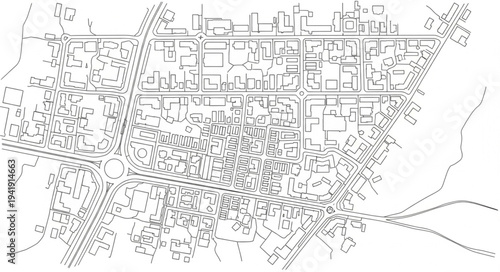 Detailed Aerial View of a Dense Urban Area with Intricate Street Layout.