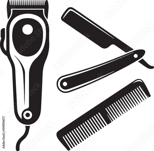 Hair cutting machine icon.Flat silhouette version
