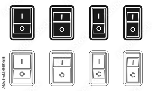 on off electronic switch icon set vector illustration isolated on white background.