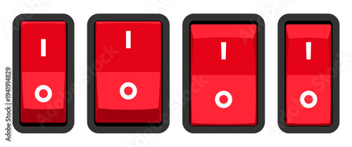 on off electronic switch button set vector illustration isolated on white background.