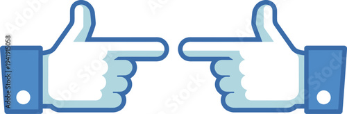 Two thumbs pointing at each other in a friendly gesture of agreement or approval.