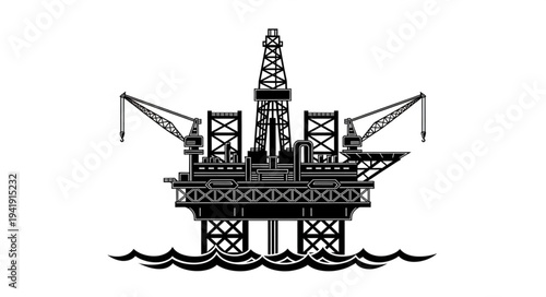 Offshore Oil Rig Platform Illustration.