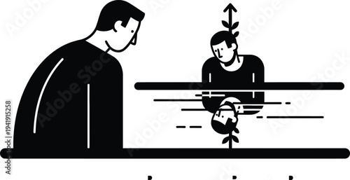 Man observes woman getting up from a table with a surprised expression wqe (663)