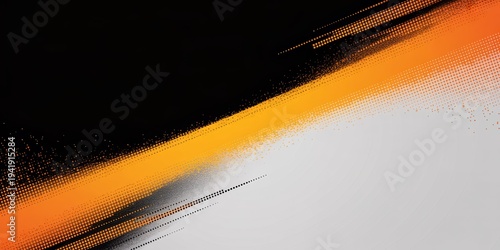Dynamic abstract background featuring bold orange and white streaks with a grainy texture on a sleek black canvas