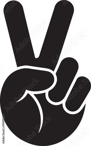 Hand gesture V sign for victory or peace flat vector icon for apps and websites