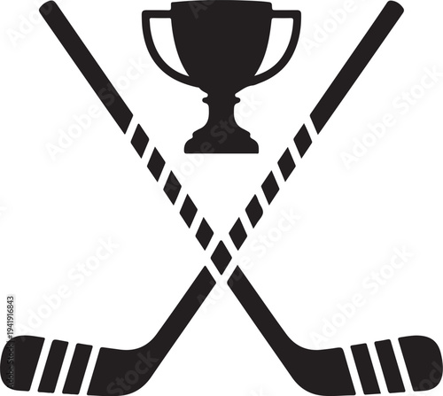 Hockey stick icon, logo isolated on a white background