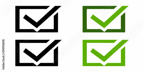 Four checkmark icons in black and green variations displayed clearly